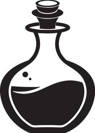 Bottle with a potion icon isolated on white background. Vector illustration.のイラスト素材