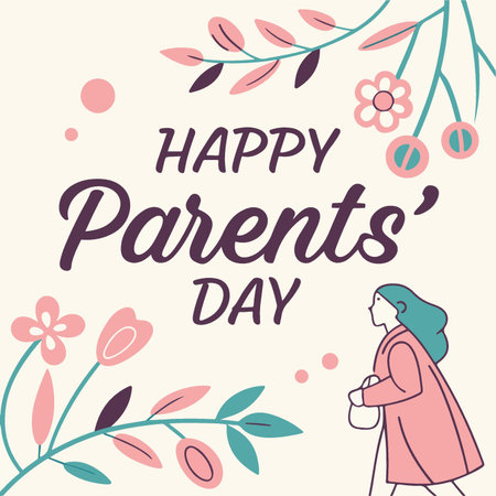 Happy women's day greeting card with cute girl. Vector illustration.のイラスト素材