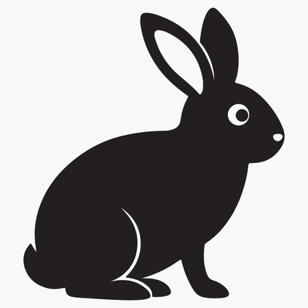 Rabbit black silhouette on white background. Vector illustration for your designのイラスト素材