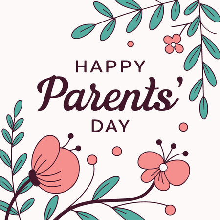 Happy Parents Day greeting card with flowers and leaves. Vector illustration.のイラスト素材