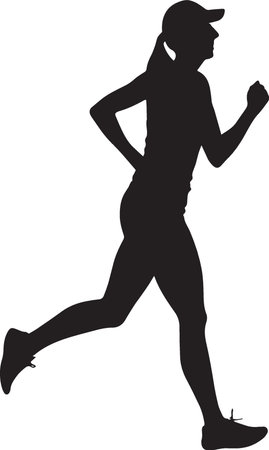 Running woman. Vector illustration. Silhouette of a runner.のイラスト素材