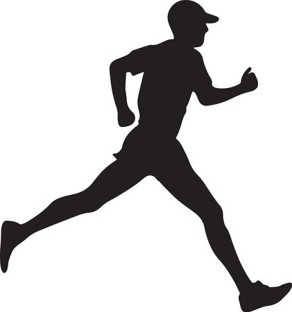 runner silhouette illustration isolated on white background with clipping path and full depth of fieldのイラスト素材