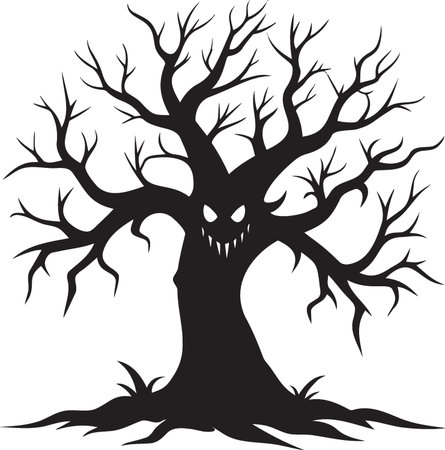 Halloween tree. Vector illustration. Isolated on white background.