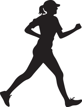 Running woman. Healthy lifestyle. Sport. Silhouette. Vector illustrationのイラスト素材
