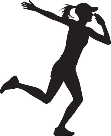 Running woman. Vector illustration of a silhouette of a running woman.のイラスト素材