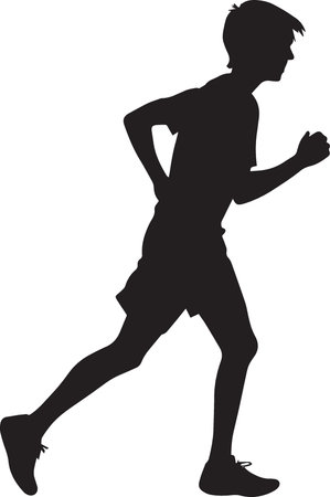 Running man. Vector illustration. Silhouette isolated on white backgroundのイラスト素材