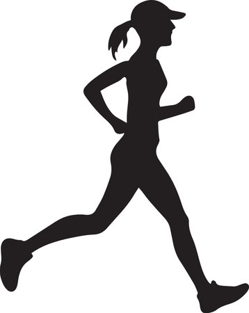Running woman. Vector illustration. Silhouette isolated on white backgroundのイラスト素材
