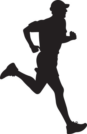 Running man.Vector illustration. Silhouette isolated on white backgroundのイラスト素材