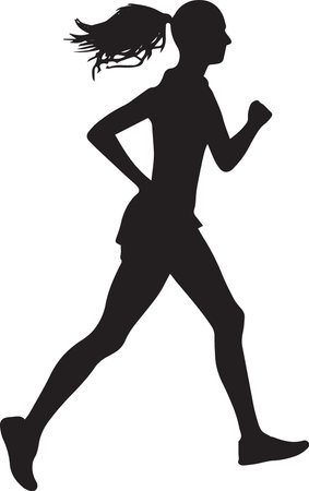 Running woman. Vector illustration. Silhouette of a running womanのイラスト素材