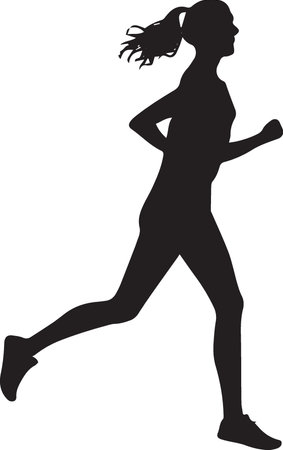 Running woman.Vector illustration of running woman silhouette isolated on white backgroundのイラスト素材