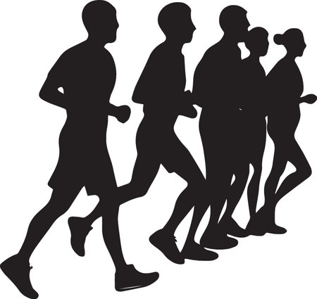 Runners. Group of people. Silhouettes. Vector illustrationのイラスト素材