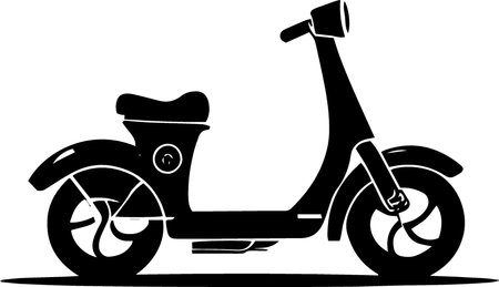 Vintage Scooter.Vector illustration ready for vinyl cutting.Black and white.のイラスト素材
