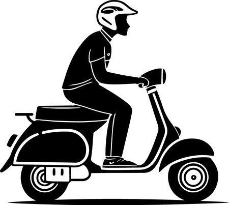 Motorcyclist with helmet.Vector illustration ready for vinyl cutting.のイラスト素材