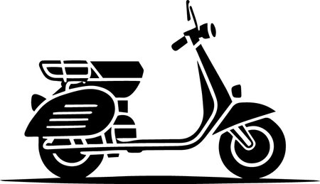 Vintage Scooter.Vector illustration ready for vinyl cutting.Black and white.のイラスト素材
