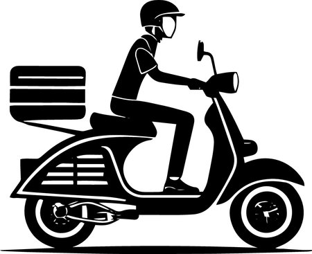 Motorcyclist.Scooter.Vector illustration ready for vinyl cutting.のイラスト素材
