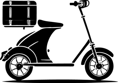 Vintage Scooter with Suitcase.Vector illustration ready for vinyl cutting.のイラスト素材