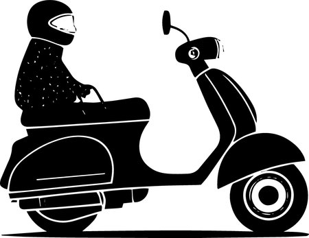 Scooter.Biker.Vector illustration ready for vinyl cutting.のイラスト素材