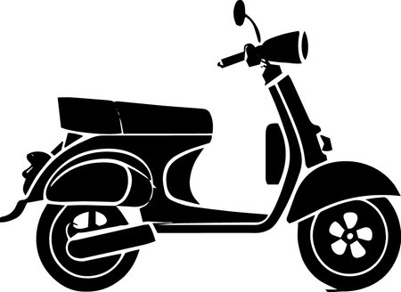 Vintage Scooter.Vector illustration ready for vinyl cutting.outline style.のイラスト素材