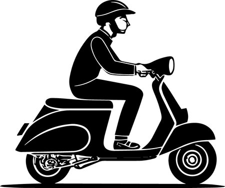 Motorcyclist with helmet.Vector illustration ready for vinyl cutting.のイラスト素材