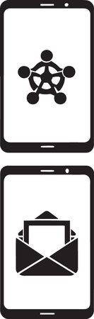 Smartphone and email icon isolated on a white background. Vector illustrationのイラスト素材