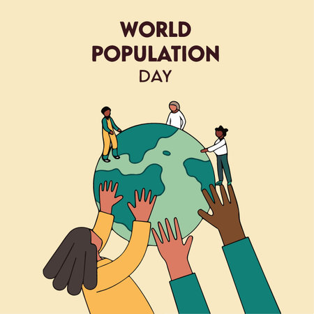 World Population Day concept. Vector illustration in flat cartoon style. World Population Day.のイラスト素材