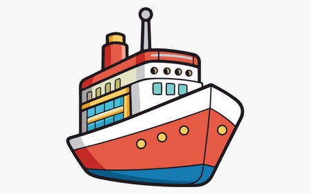 Cargo ship icon in flat style. Vector illustration. Isolated on white background.のイラスト素材