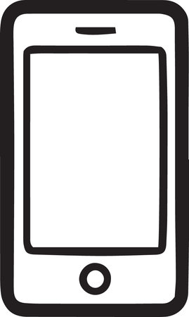 Black line Smartphone icon isolated on white background. Vector Illustrationのイラスト素材