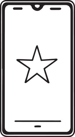 Smartphone with star icon isolated on white background. Vector illustration.のイラスト素材