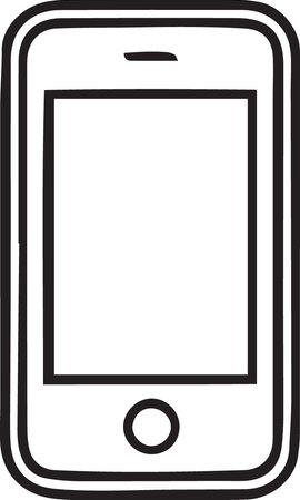 Black line Smartphone icon isolated on white background. Vector Illustrationのイラスト素材