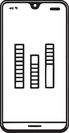 Mobile phone with equalizer on the screen. Vector illustration isolated on white backgroundのイラスト素材