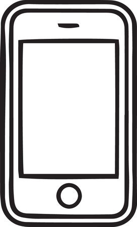 Black line Smartphone icon isolated on white background. Vector Illustrationのイラスト素材
