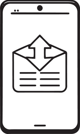 Black line Envelope icon isolated on white background. Email message letter symbol. Vector Illustrationのイラスト素材