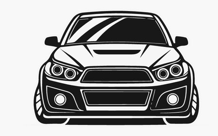 Sedan car silhouette isolated on white background. Vector illustration.のイラスト素材