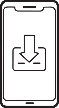 Download icon on the smartphone screen. Vector illustration isolated on white background.のイラスト素材