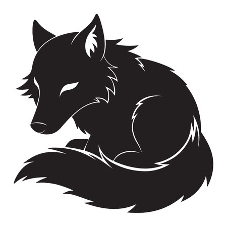 Silhouette of a wolf on a white background. Vector illustrationのイラスト素材