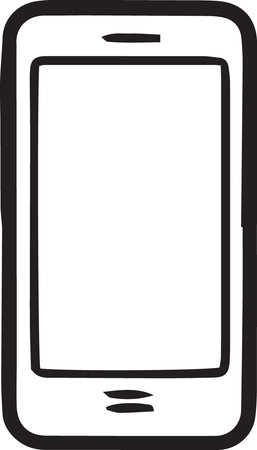Black line Smartphone icon isolated on white background. Vector Illustrationのイラスト素材