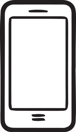 Black line Smartphone icon isolated on white background. Vector Illustrationのイラスト素材