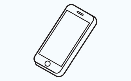 Smartphone with blank screen isolated on blue background. Vector illustration.のイラスト素材