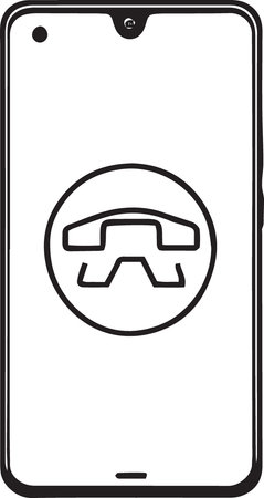 Smartphone with a telephone receiver icon on the screen. Vector illustration.のイラスト素材