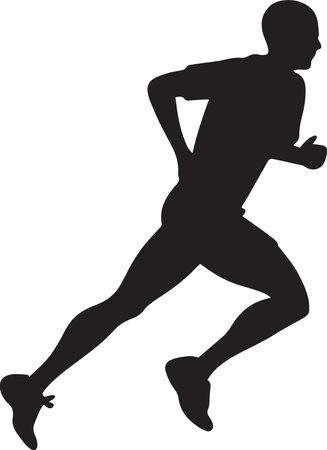 Running man silhouette. Isolated on white background. Vector illustration.のイラスト素材