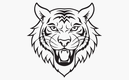 Tiger head vector illustration isolated on white background. Vector illustration of tiger head.のイラスト素材