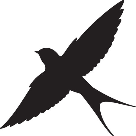 swallow silhouette isolated on white background, vector illustration, clip artのイラスト素材