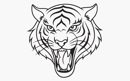 Tiger head. Vector illustration. Isolated on white background.のイラスト素材
