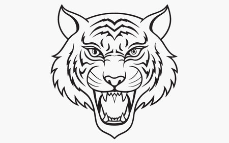 Tiger head mascot isolated on a white background. Vector illustration.のイラスト素材