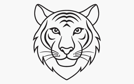 Tiger head. Vector illustration on a white background. Design element.のイラスト素材