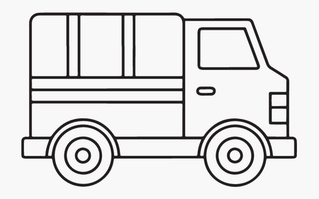 Vector illustration of a bus on a white background. Line art.のイラスト素材