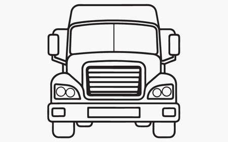 Vector illustration of a truck on a white background. Line art.のイラスト素材