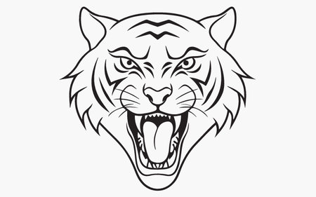 Tiger head on a white background. Vector illustration for your designのイラスト素材