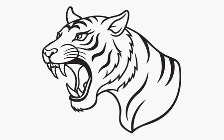 Tiger head vector illustration. Isolated on a white background.のイラスト素材