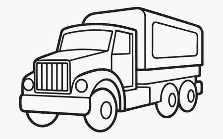 Vector illustration of a truck on a white background. Side view.のイラスト素材
